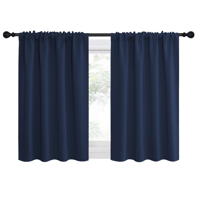 NICETOWN RV Blackout Curtains for Camper Windows  Kitchen Curtains  Short Blackout Curtains & Drapes  Thermal Insulated Rod Pocket Window Treatment Draperies for Nursery (Navy  34"" x 36""  Set of 2) - Image 2