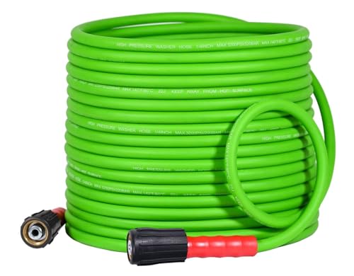 YAMATIC Pressure Washer Hose 50FT - 1/4 3200PSI - Super Flexible, Kink-Resistant, No Leak M22 Brass Thread for Electric & Gas Pressure Washers, Green - Image 1