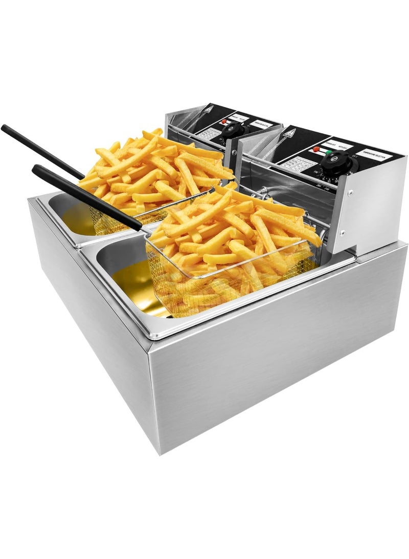 ET-LIFE Deep Fryer 12L Temperature Control 1600W Large Capacity JCK12L Silver - Image 1