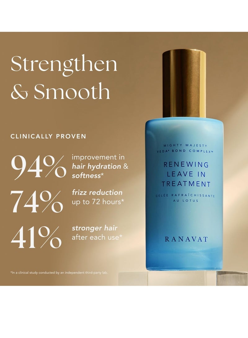 RANAVAT Mighty Majesty Leave In Hair Treatment - Moisturizing Cream & Heat Protectant for Styling & Strengthening - Made with a Veda Bond Strengthening Complex, Macadamia Nut Oil & Haritaki (1.7 oz)