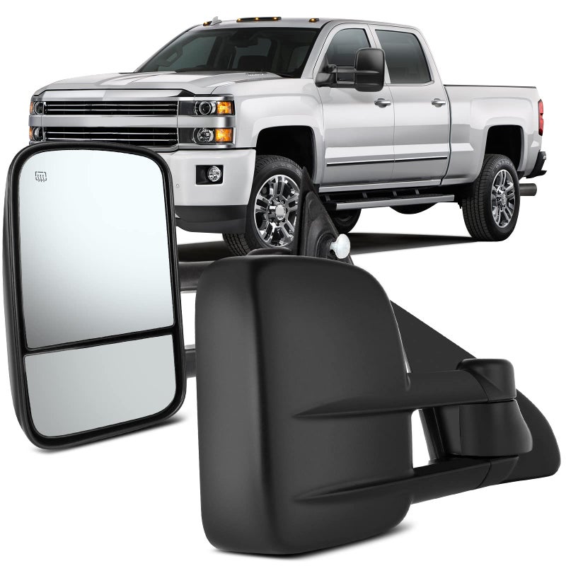 OCPTY Rearview Mirrors Power Heated Towing Mirrors For 20142018 For Chevy Silverado 20142018 For Gmc Sierra With Black Housing