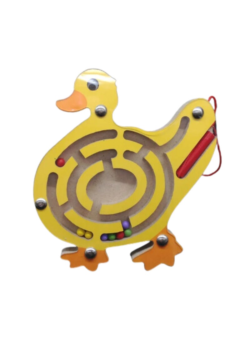 لعبة المتاهة الخشبية المغناطيسية لعبة خشبية لطيفة على شكل حيوان لعبة ألغاز تعليمية فكرية للأطفال في وقت مبكر - Image 1