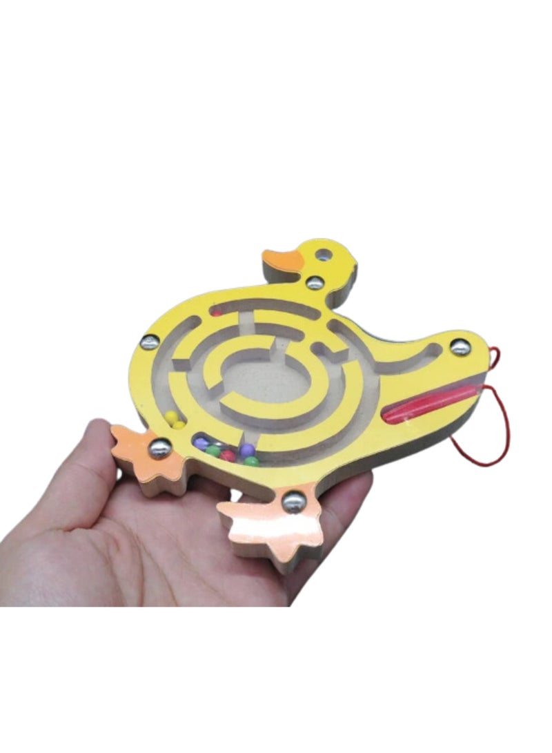 لعبة المتاهة الخشبية المغناطيسية لعبة خشبية لطيفة على شكل حيوان لعبة ألغاز تعليمية فكرية للأطفال في وقت مبكر - Image 2