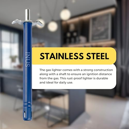 INUS Easy Grip Metal Regular Gas Lighters for Kitchen Use Gas Stove Lighter & Gas Stoves, Restaurants (Color - Blue - Long) Pack of 1 - Image 4