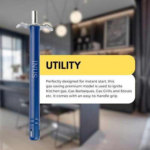 INUS Easy Grip Metal Regular Gas Lighters for Kitchen Use Gas Stove Lighter & Gas Stoves, Restaurants (Color - Blue - Long) Pack of 1 - Image 5