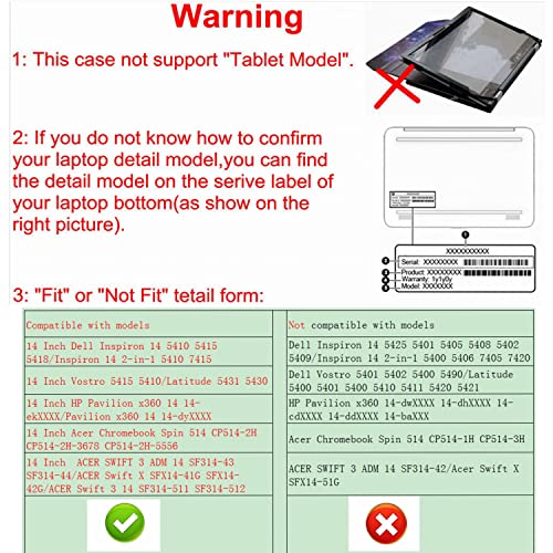 Alapmk Protective Case for Dell Latitude 5450 5440 5430/Vostro 5415 5410,Case for Dell Inspiron 14 5410 5415 5418 & 14 2-in-1 5410 7415,Case for HP Pavilion x360 14 14-ekXXXX 14" Laptop,Black - Image 2