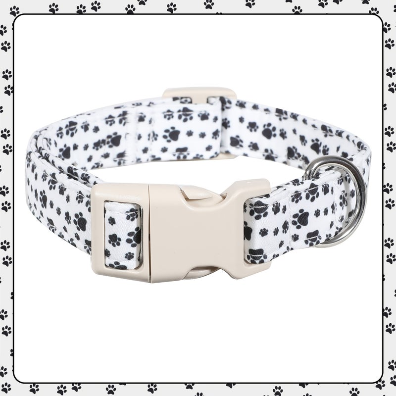 Adjustable Dog Collar Size S Colorful Paw Print Design Polyester Pet Collar - Image 5