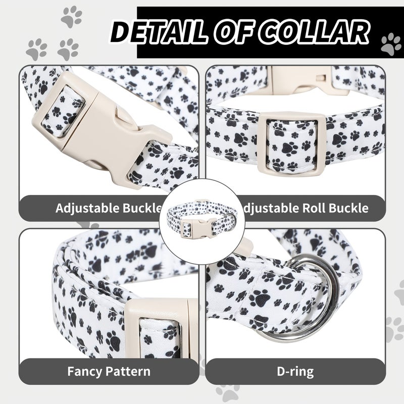 Adjustable Dog Collar Size S Colorful Paw Print Design Polyester Pet Collar - Image 3