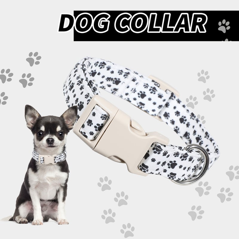 Adjustable Dog Collar Size S Colorful Paw Print Design Polyester Pet Collar - Image 4
