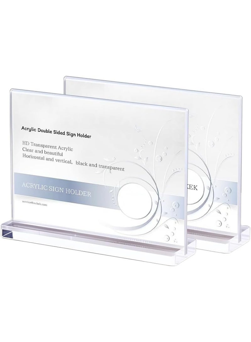 YelaJoy 2 Pack Acrylic Sign Holder Menu Displays Double Sided Sign Stand A6 Clear (Transparent Horizontal A6 148 × 105mm/ 5.83 × 4.13 inches) - Image 1