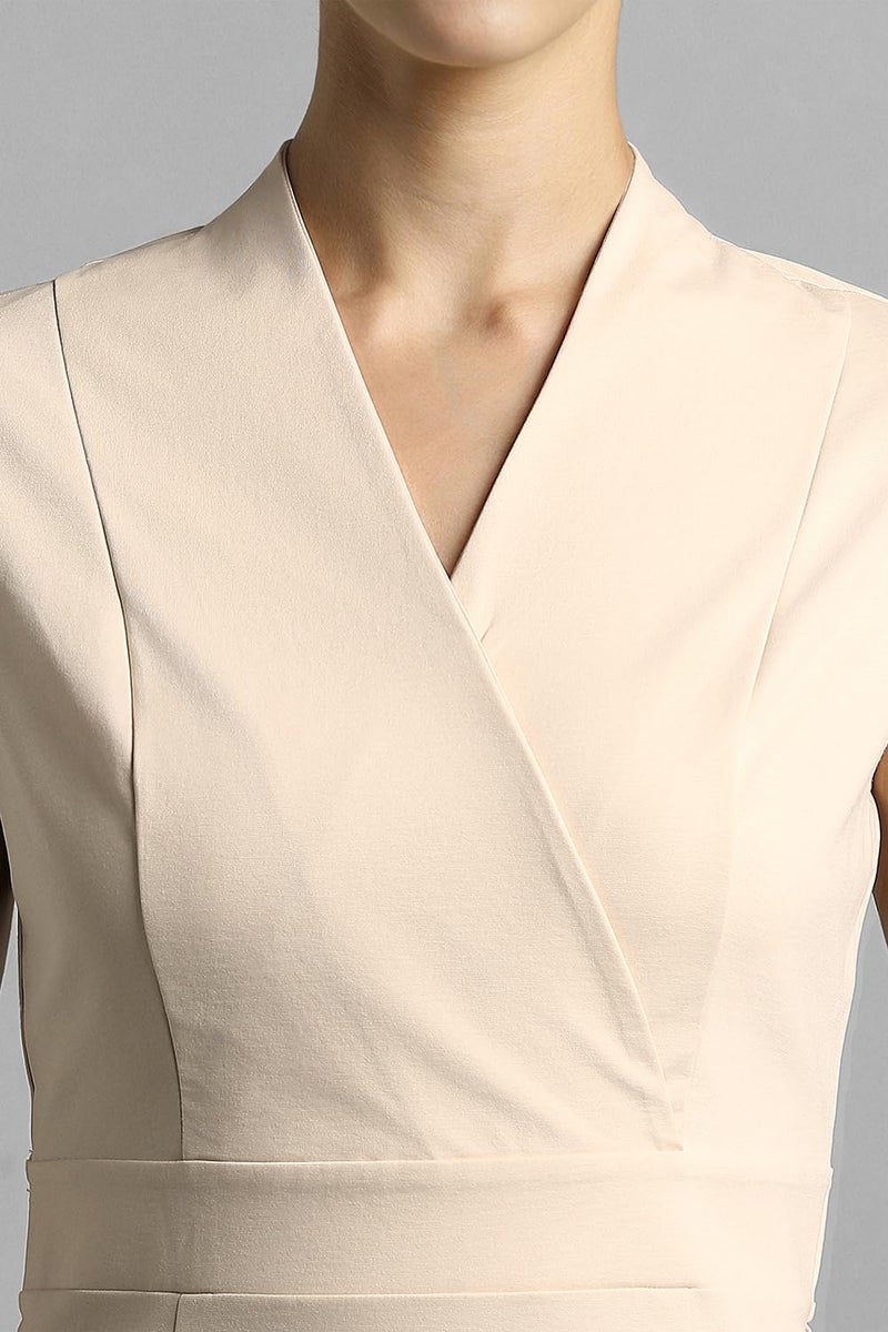 Van Heusen Women's Cotton Blend Modern Above The Knee Dress (VWDRCRGFF93495_Beige - Image 4