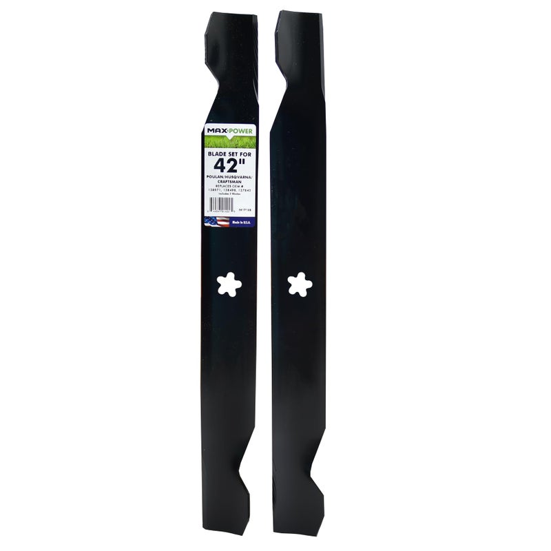 MaxPower 561713B 2Blade Set for 42 Cut PoulanHusqvarnaCraftsman Replaces 138498 138971 127843 532138971 532127843 532138498 CMXGZAM110136