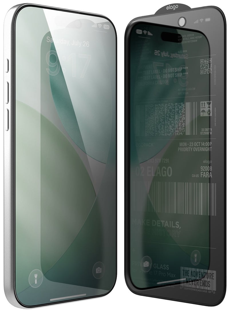 Elago Privacy Tempered Glass for iPhone 17 Pro MAX (2025) Screen Protector - [1 Pack] - Image 1