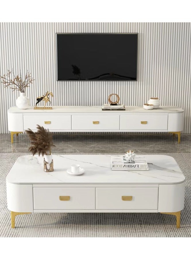 Light Luxury Glass Tea Table Simple Small Family Living Room Modern Square Storage Tea Table Soft Bag TV Cabinet Combination  - Image 1