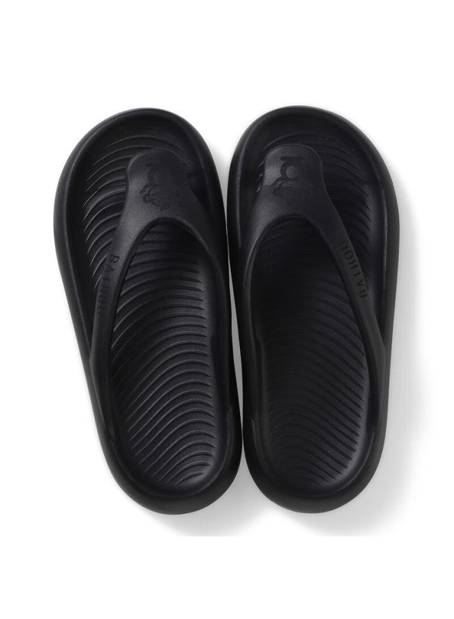 Baihou Summer Flip-flops For Men And Women Students, Soft-soled Thick Indoor Sandals, R-18 Black, Size 40-41 - Image 5