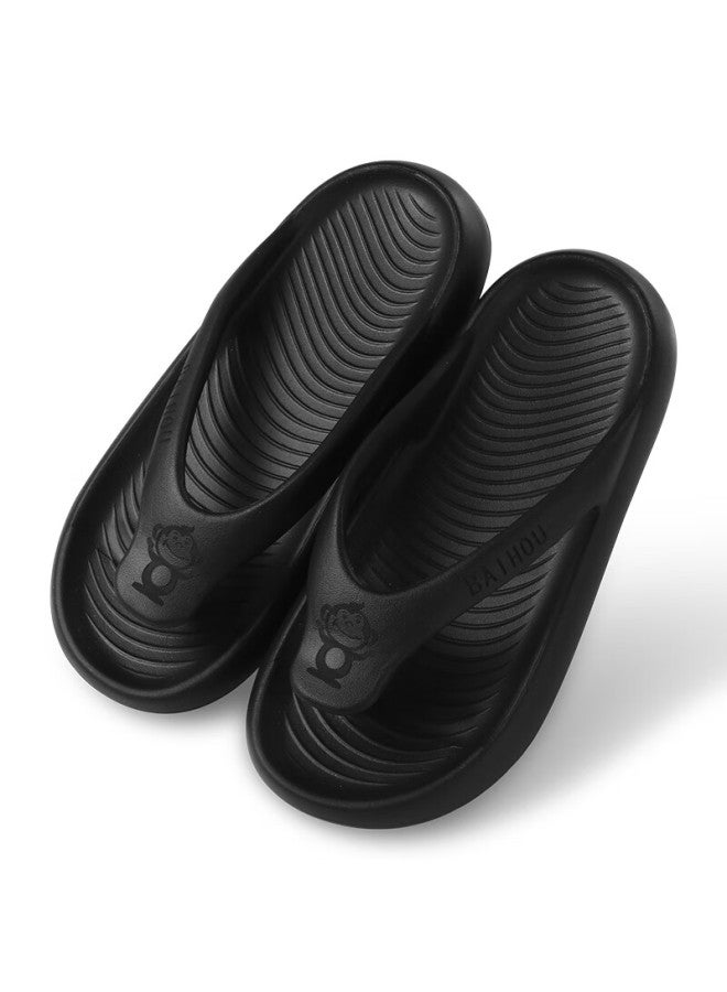 Baihou Summer Flip-flops For Men And Women Students, Soft-soled Thick Indoor Sandals, R-18 Black, Size 40-41 - Image 3