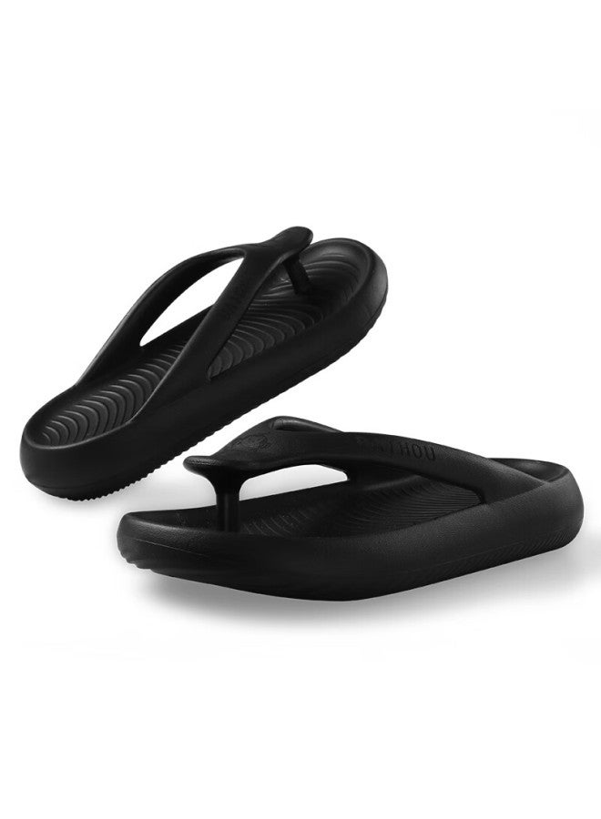 Baihou Summer Flip-flops For Men And Women Students, Soft-soled Thick Indoor Sandals, R-18 Black, Size 40-41 - Image 2