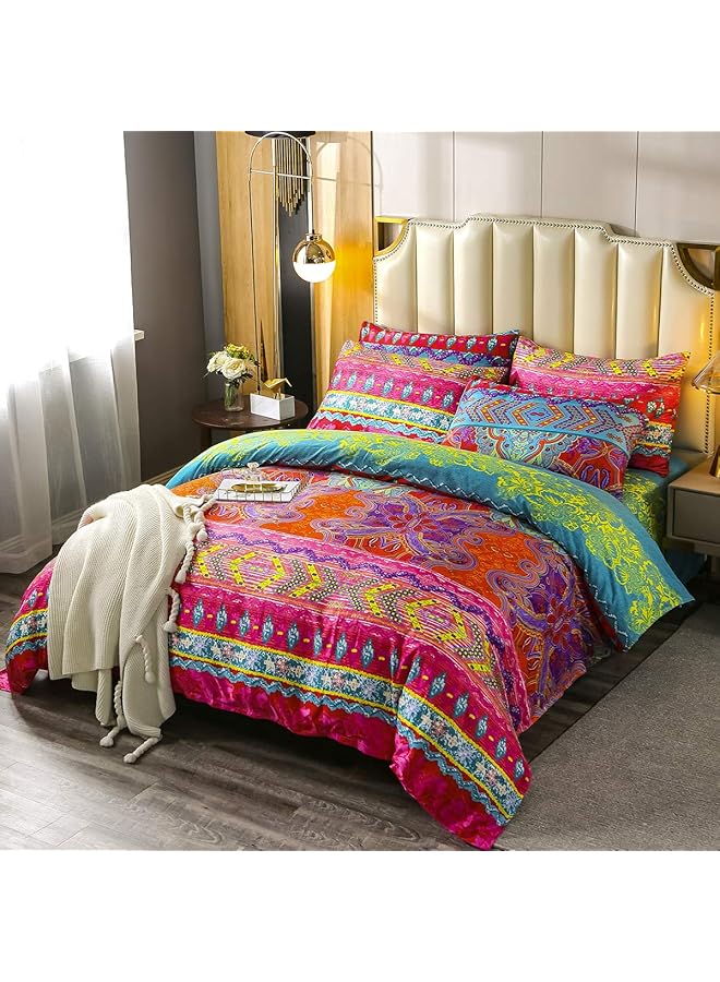 إيروريكس طقم غطاء لحاف بوهيمي مكون من قطعتين، طقم أغطية سرير على الطراز الغريب، طقم أغطية سرير بوهو مقاوم للبهتان، غطاء لحاف من الألياف الدقيقة بطباعة نمط مقاس مزدوج واحد - Image 2
