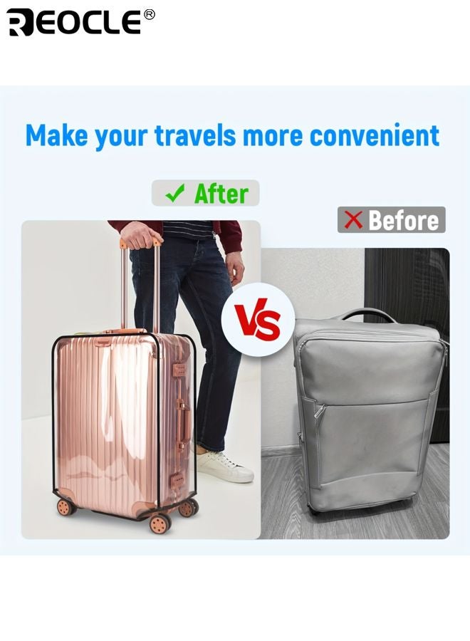 REOCLE Luggage Protector Cover with PVC Material and Dust Proof Design Travel Suitcase Protector with Handle Access Slot for Airplane Transport Use - Image 3
