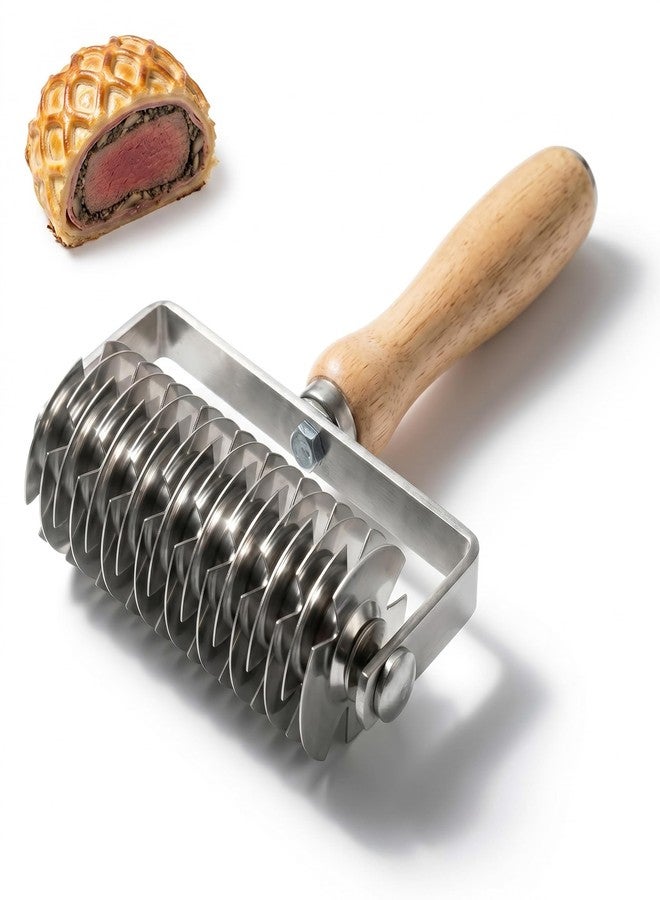 RWIXR Lattice Pastry Cutter, Stainless Steel Pastry Lattice Roller Cutter for Pie, Pizza & Beef Wellington, Dough Cutter Tool for Pastry Crust and Baking - Image 1