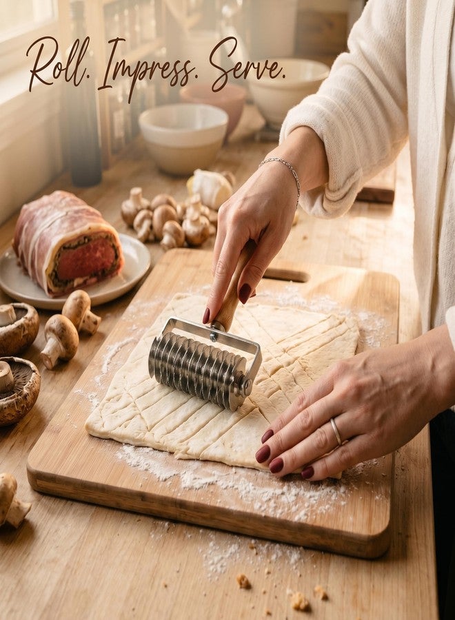 RWIXR Lattice Pastry Cutter, Stainless Steel Pastry Lattice Roller Cutter for Pie, Pizza & Beef Wellington, Dough Cutter Tool for Pastry Crust and Baking - Image 4