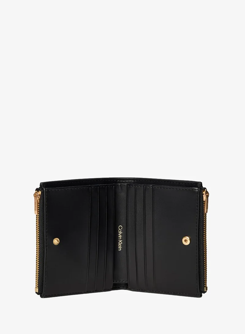 Calvin Klein BLACK AOP Emblem Print Zip Bifold Wallet for Women | Best Price UAE