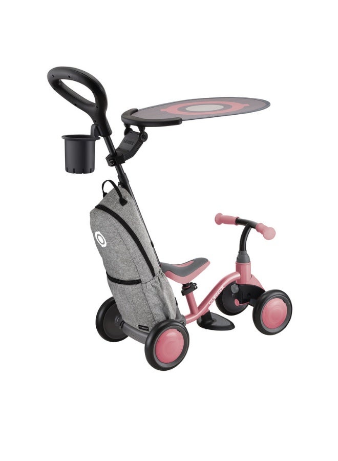 GLOBBER Deluxe 3 in 1 Learning Balance Stroller for Kids – Convertible Ride On Tricycle – Pastel Pink - Image 1
