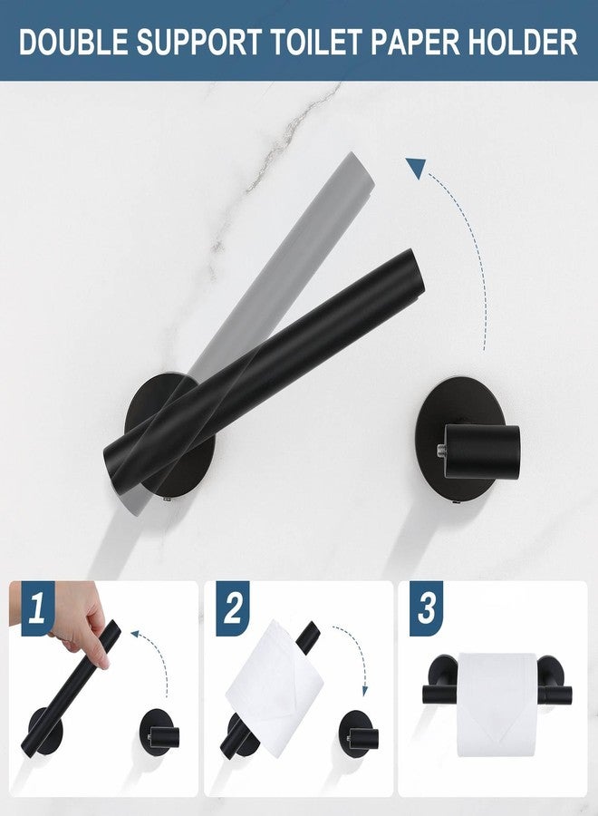 soaez 5 Pieces Matte Black Round Towel Bar Set Bathroom Hardware Accessories Set Upgraded Toilet Paper Holder Towel Racks Set for Bathroom Stainless Steel Wall Mounted 23.6 in - Image 3