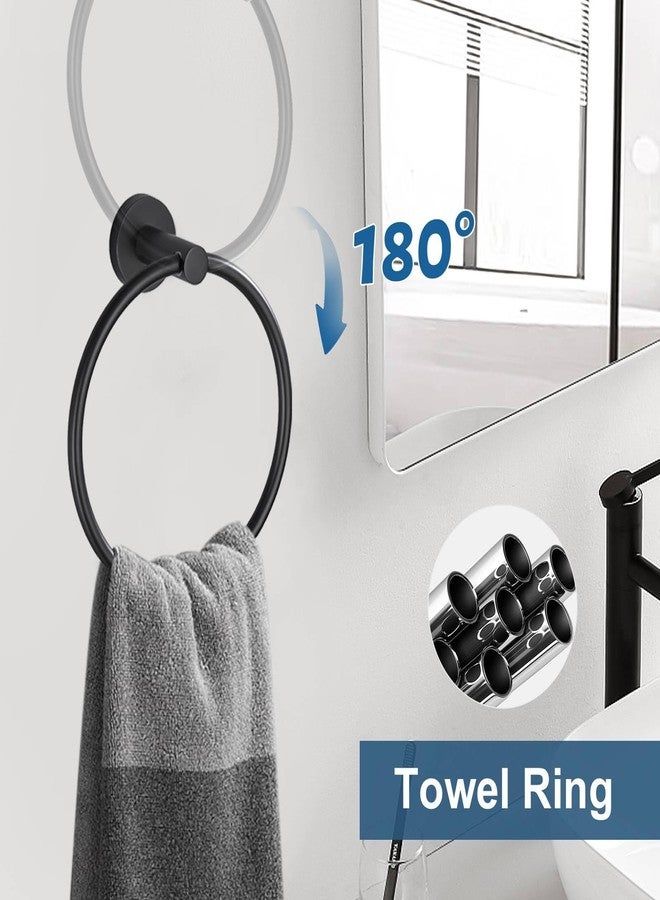 soaez 5 Pieces Matte Black Round Towel Bar Set Bathroom Hardware Accessories Set Upgraded Toilet Paper Holder Towel Racks Set for Bathroom Stainless Steel Wall Mounted 23.6 in - Image 4