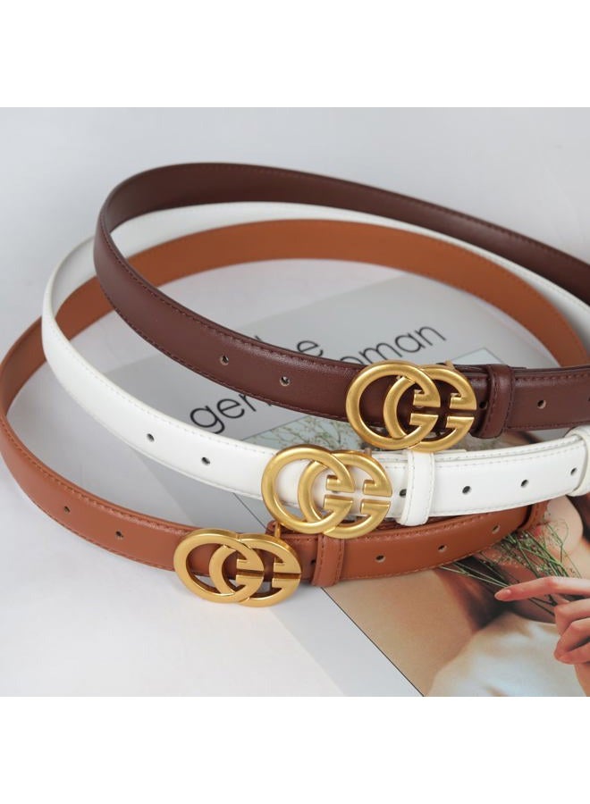 Aurolran Women's Fashion Classic Metal Buckle Leather Belt with Jeans Dress - Image 4