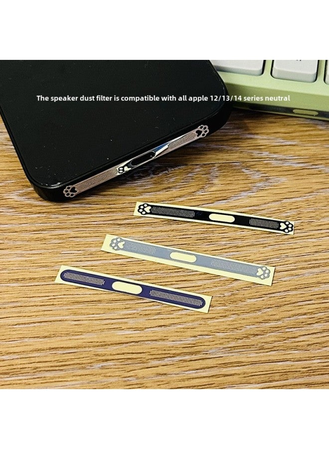Suitable For Apple Mobile Phone Speaker Dust Net 15 Speaker Dust Sticker Metal Plating 16 Charging Port Protection Sticker 14-Specifications:Arc Style-silver-common To All Apple 12/13/14/15/16  - Image 3