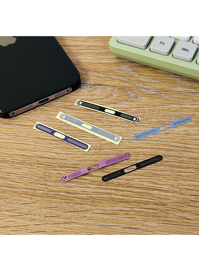Suitable For Apple Mobile Phone Speaker Dust Net 15 Speaker Dust Sticker Metal Plating 16 Charging Port Protection Sticker 14-Specifications:Arc Style-silver-common To All Apple 12/13/14/15/16  - Image 2