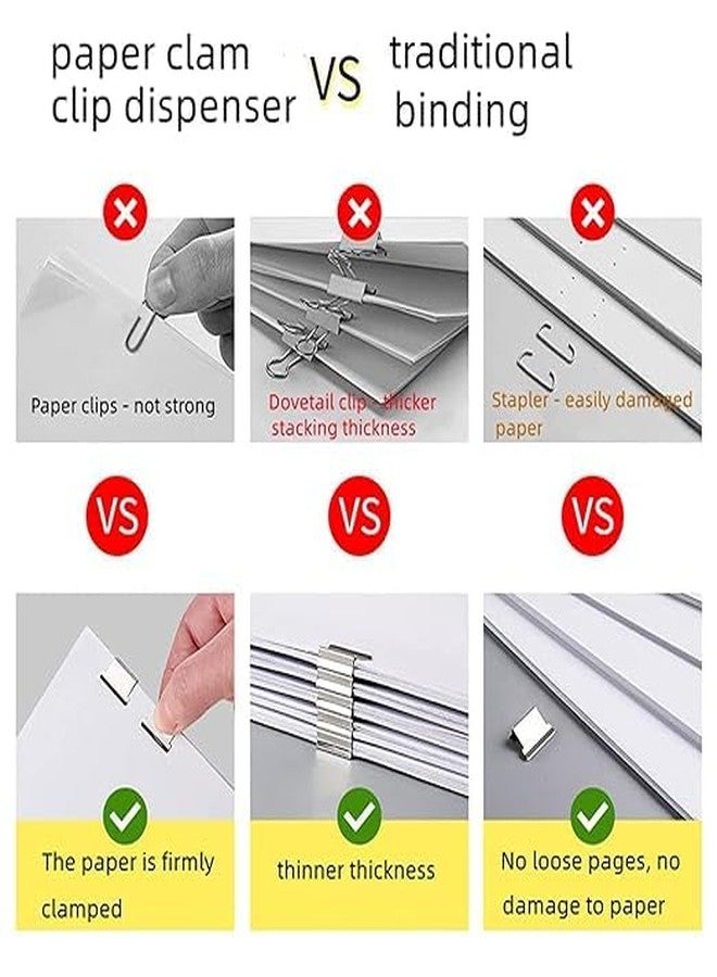 PTSCS Portable Handheld Paper Clam Clip Dispenser with 100 Stainless Steel Metal Refill Clips, Set Binder Clips Paper Clamps for Desk Document Office Home School [2 pcs Stapler+100 Clips ] - Image 5