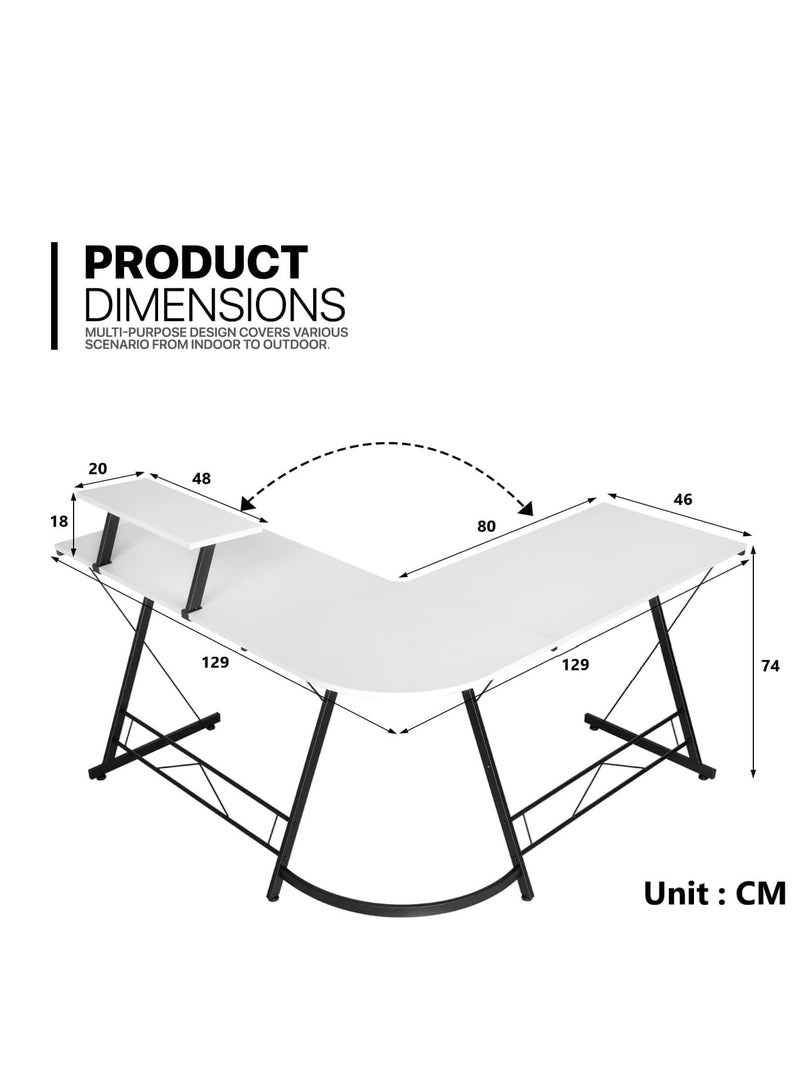 زويهاو مكتب زاوية على شكل حرف L 130 سم طاولة كمبيوتر مكتب منزلي - Image 4