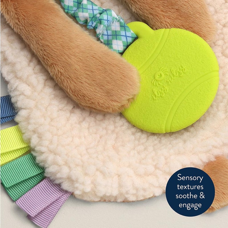 Itzy Ritzy - Itzy Lovey Including Teether - Baby Lovey with Teether, Textured Ribbons & Dangle Arms - Features Crinkle Sound, Sherpa Fabric and Minky Plush (Puppy) - Image 5