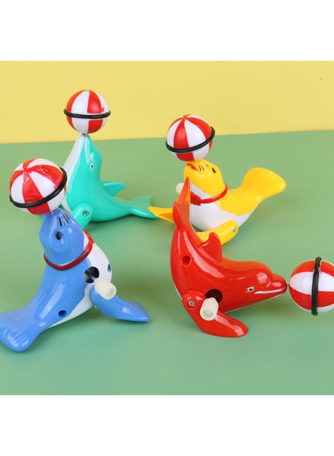 Chain Winding Small Animal Sea Lion Top Ball Simulation Winding Will Run 360-degree Rotating Educational Children's Toys Wholesale-Color:Clockwork Sea Lion - Image 1