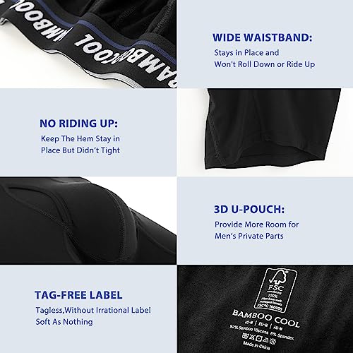 BAMBOO COOL Men's Long Boxer Briefs Performance Long Leg Sports Boxer Brief Underwear MultiPack - Image 5