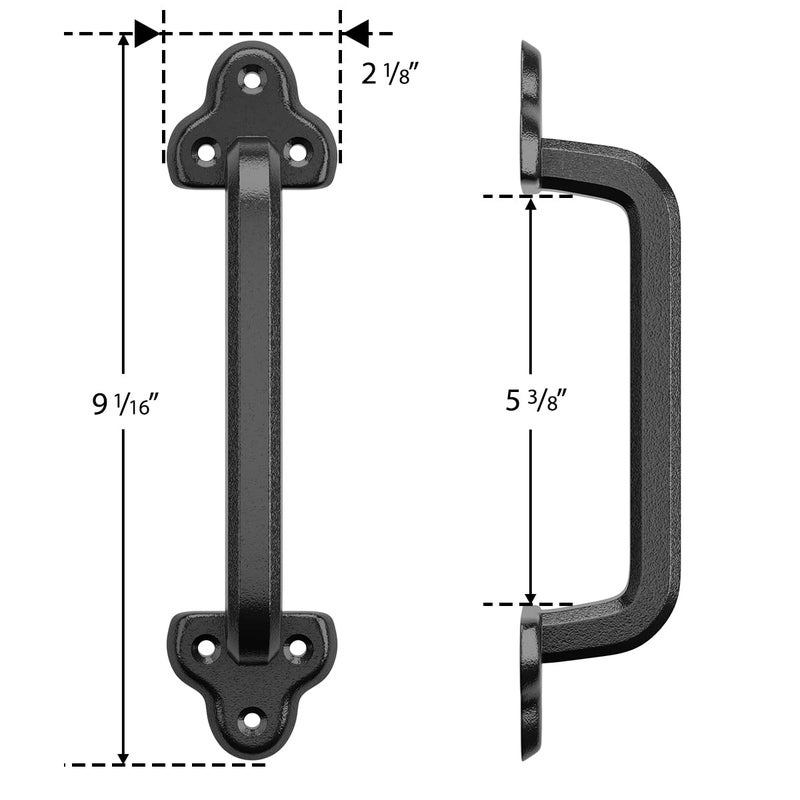 Smartstandard Heavy Duty 9"" Antique Barn Door Handle Set Of 2 Large Rustic Retro Cast Iron Handle For Gates Garages Sheds Furniture Black Powder Coated Finish Square - Image 2
