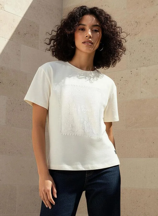 لي كوبر Lee Cooper Regular Fit Cotton T shirt with Embroidered Patch