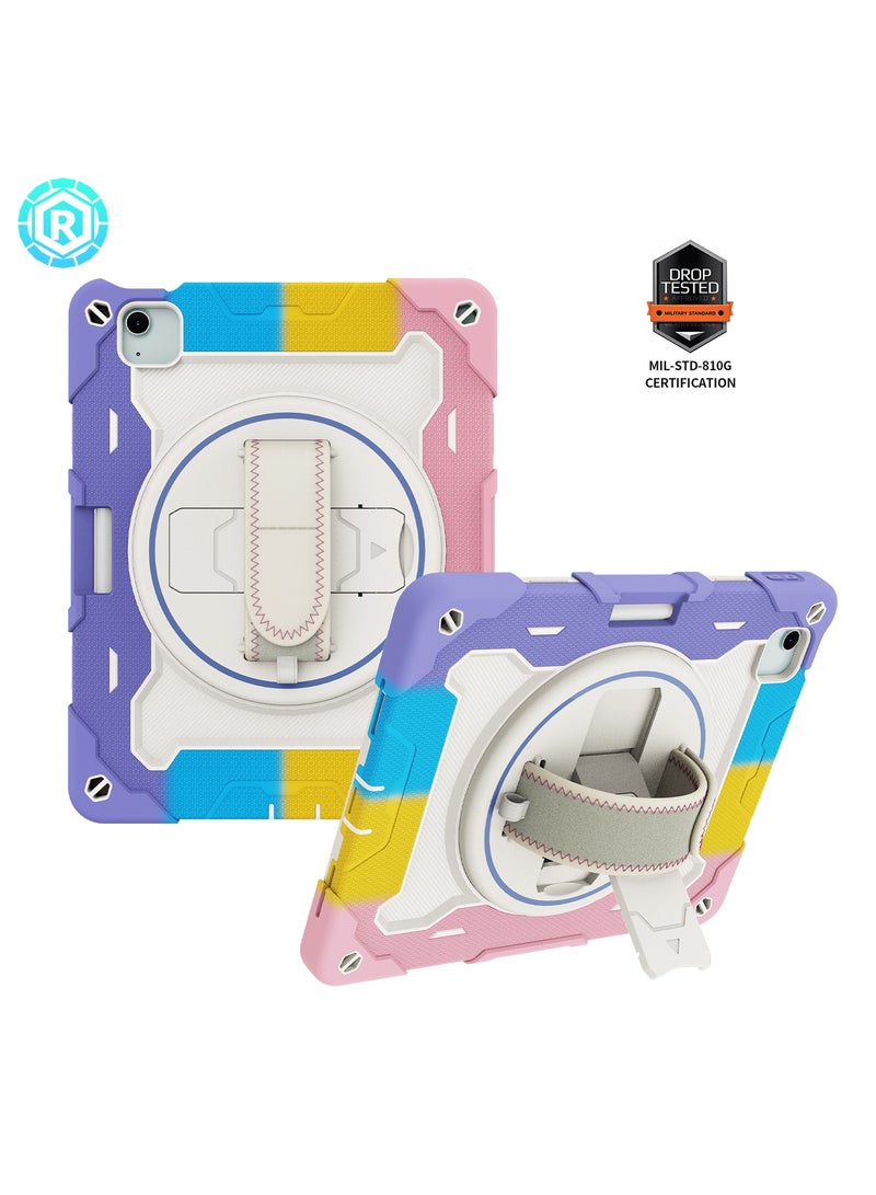 URBBKING PC + Silicone 3-Layers Combo Armor Heavy Duty Shockproof Cover with 360° Rotating Ring Stand for iPad Air 11-Inch M2 (2024) / iPad Air 11-Inch M3 (2025), Air 2024 (6th Generation) M2 11-Inch, iPad Air 5/4 (2022/2020 5th/4th Generation 10.9-Inch) Multicolor  - Image 3