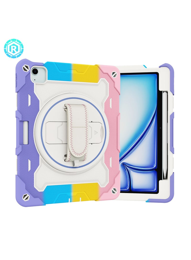 URBBKING PC + Silicone 3-Layers Combo Armor Heavy Duty Shockproof Cover with 360° Rotating Ring Stand for iPad Air 11-Inch M2 (2024) / iPad Air 11-Inch M3 (2025), Air 2024 (6th Generation) M2 11-Inch, iPad Air 5/4 (2022/2020 5th/4th Generation 10.9-Inch) Multicolor  - Image 4