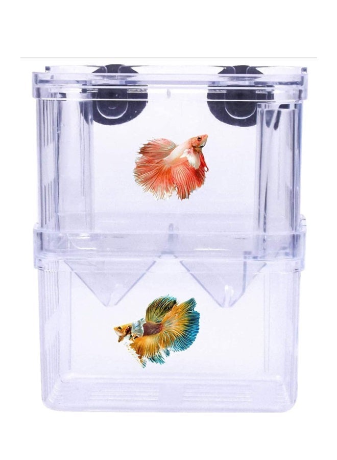 Fish Breeding Box Double Layer Breed Case Fish Isolation Floating Hatchery Transparent Plastic Fish Hatching Box with 2 Suction Cup for Aquarium Home Fry Farming Fish Protection - Image 1