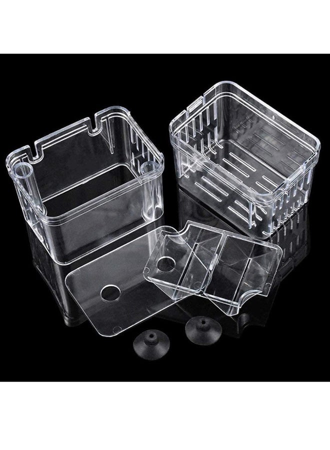 Fish Breeding Box Double Layer Breed Case Fish Isolation Floating Hatchery Transparent Plastic Fish Hatching Box with 2 Suction Cup for Aquarium Home Fry Farming Fish Protection - Image 5