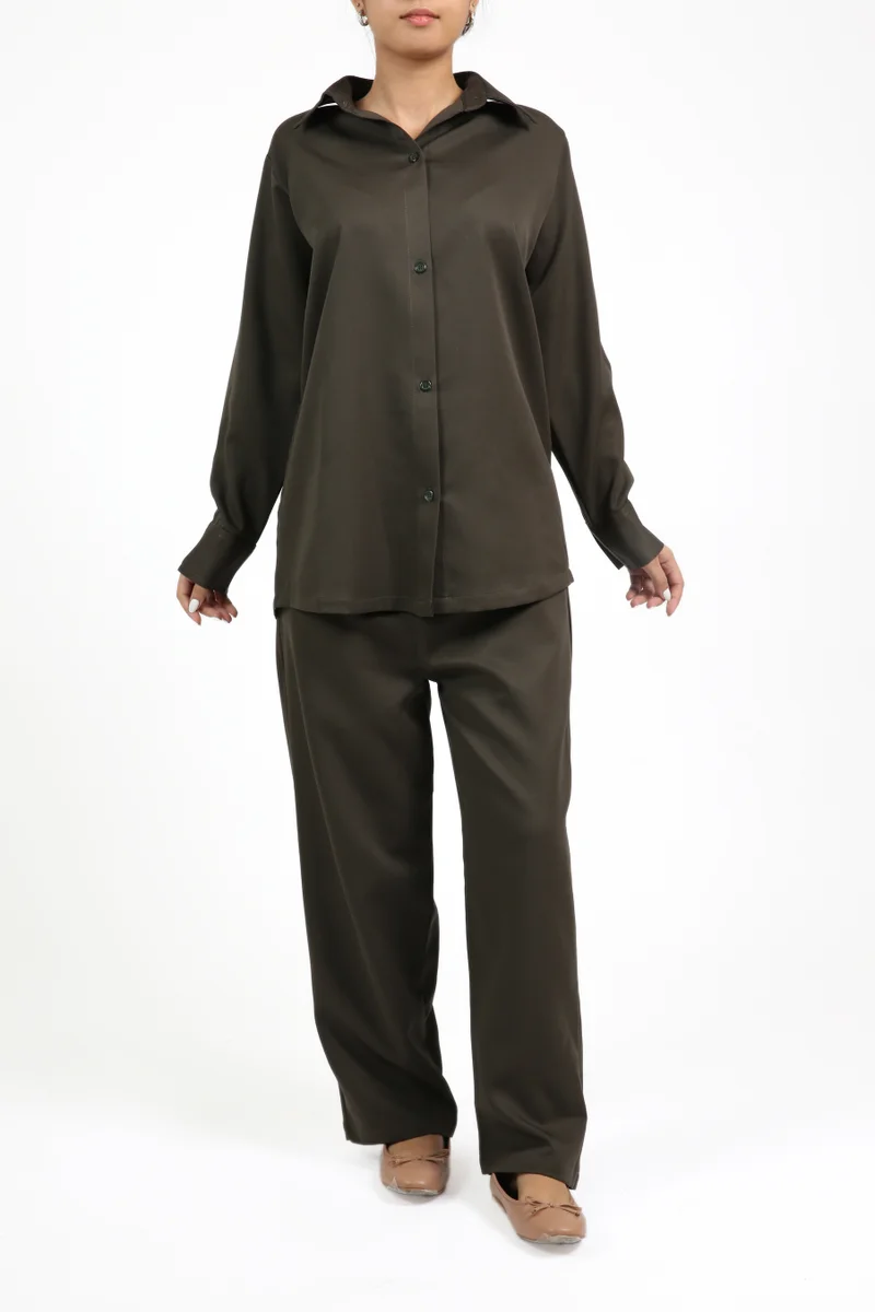 Dark green Barbie fabric trouser set designed for effortless everyday style and comfort