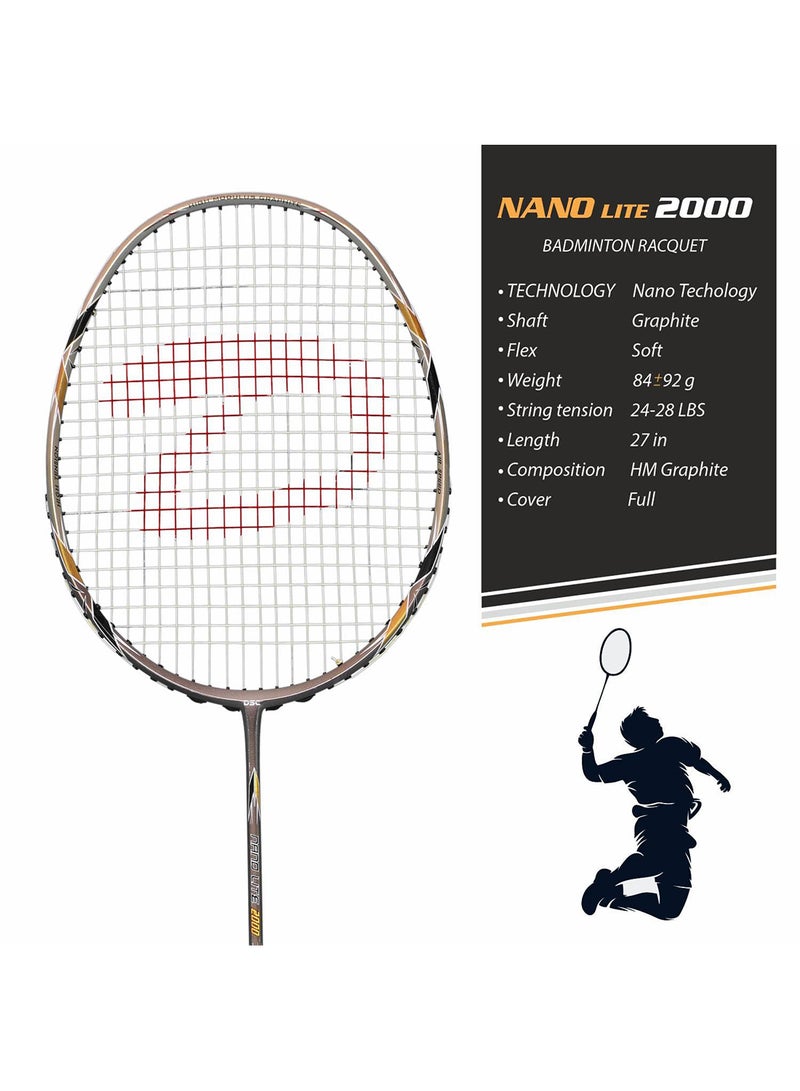 دي أس سي نانو لايت 2000 مضرب كرة الريشة | تصميم خفيف الوزن | أداء متين | الديناميكا الهوائية المتقدمة - Image 2