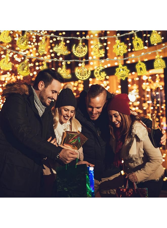 إيروريكس ديكورات رمضان للمنزل 3M 20 مصباح رمضان LED مصابيح رمضان صندوق بطارية تعمل بوضعين مصابيح ديكور رمضان LED ذهبية للمنزل إكسسوارات الحفلات - Image 5