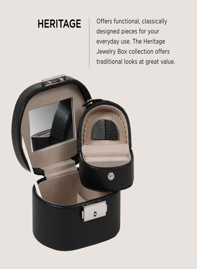 Wolf Designs WOLF Heritage Mini Oval Box, Black - Three Compartments - Includes Travel Case - Image 2