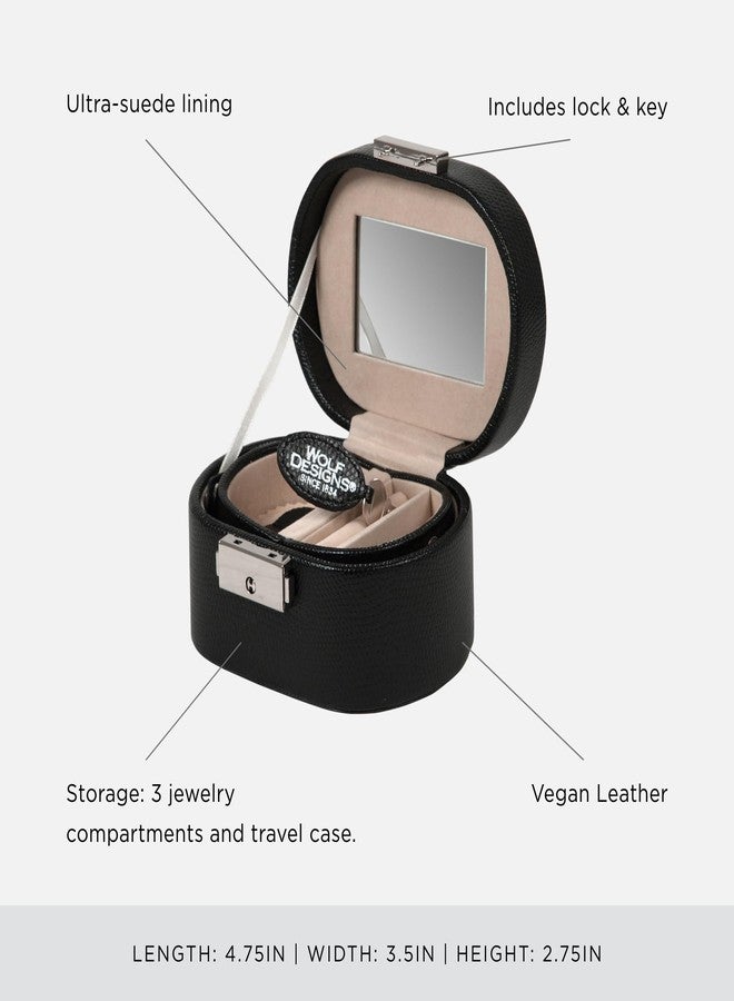 Wolf Designs WOLF Heritage Mini Oval Box, Black - Three Compartments - Includes Travel Case - Image 4