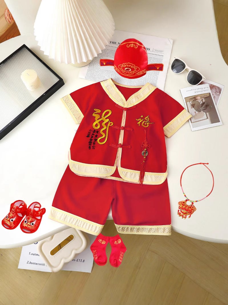 Explosions Baby One-Year-Old Clothes Catch Week Baby 1-Year-Old 2 Clothes Boys Children Summer Tang Birthday Summer Wear - Image 4