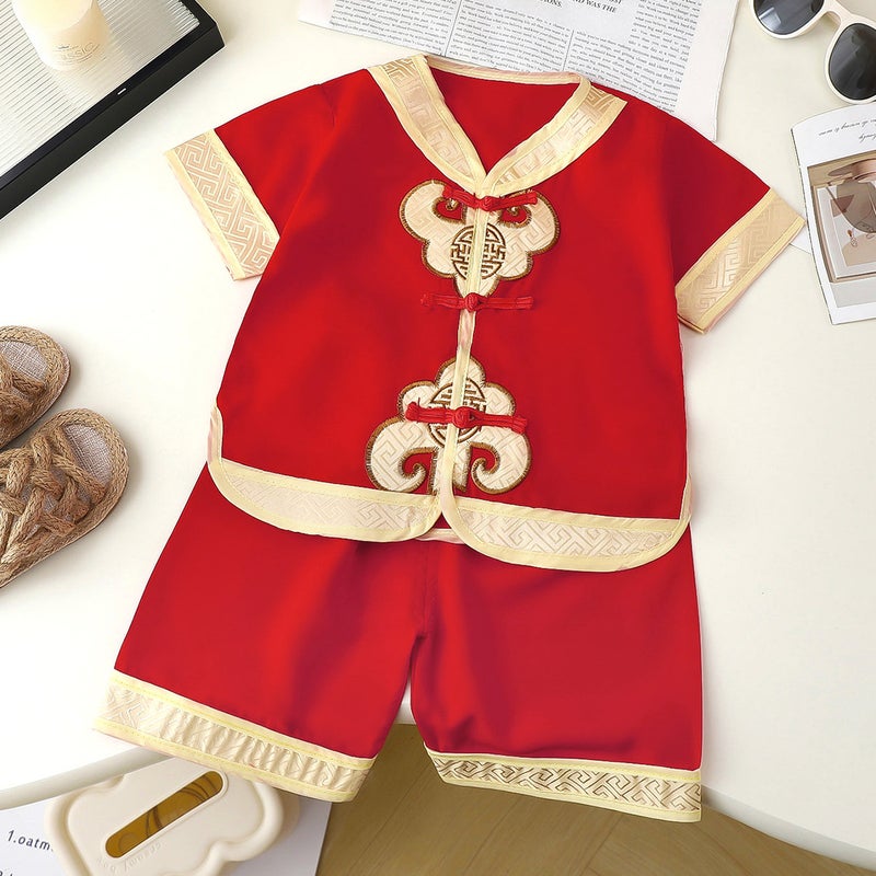 Explosions Baby One-Year-Old Clothes Catch Week Baby 1-Year-Old 2 Clothes Boys Children Summer Tang Birthday Summer Wear - Image 1